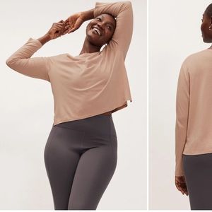 Long sleeve Girlfriend Collective T in Oyster - Size L